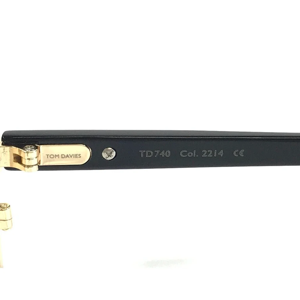 Tom Davies Eyeglasses Frames TD740 Col. 2214 Shiny Gold Black Green 51-15-140